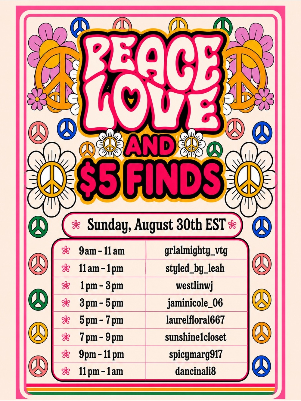 8/30 Peace Love and $5 Finds Raid Train